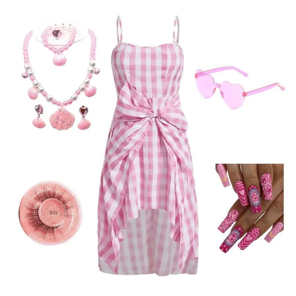 💗 5PCS Barbie Costume Halloween Pink Bundle Set SIZE S NEW